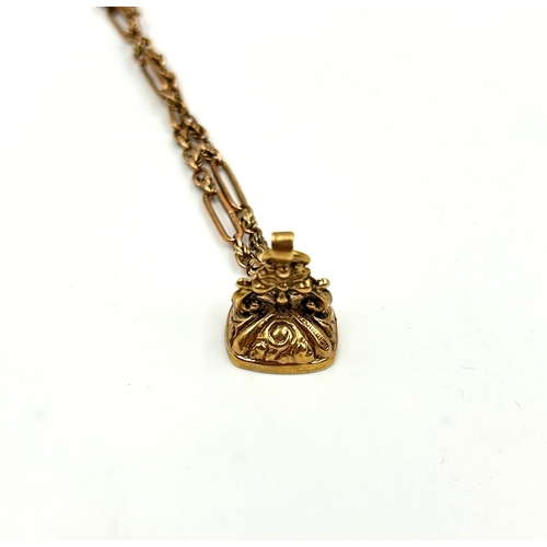 2128 - An antique hallmarked 9ct gold bracelet with hallmarked Birmingham 9ct gold fob seal charm - approx.... 