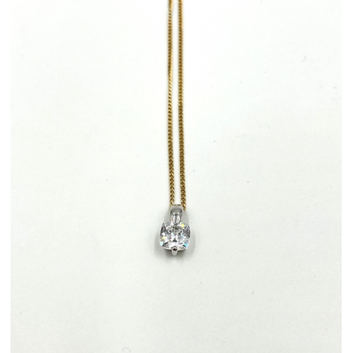 2139 - A 9ct yellow gold chain necklace with 9ct white gold CZ set pendant - approx. gross weight 2g