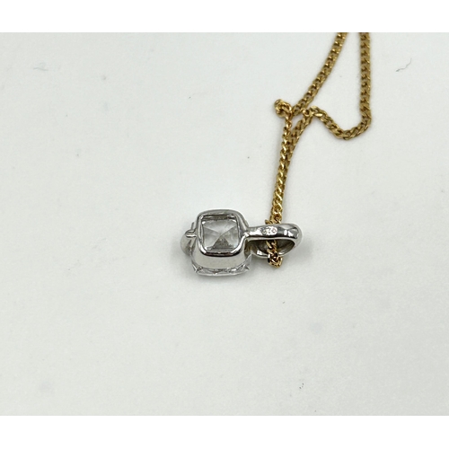 2139 - A 9ct yellow gold chain necklace with 9ct white gold CZ set pendant - approx. gross weight 2g