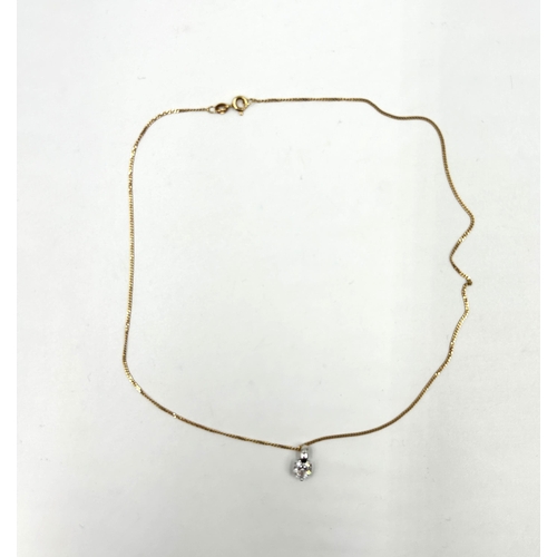 2139 - A 9ct yellow gold chain necklace with 9ct white gold CZ set pendant - approx. gross weight 2g