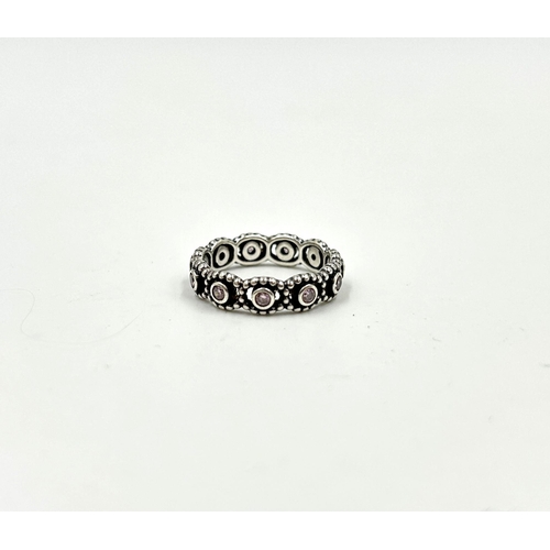 2143 - A boxed Pandora .925 silver dress ring, size Q - approx. gross weight 4g