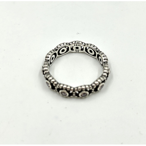 2143 - A boxed Pandora .925 silver dress ring, size Q - approx. gross weight 4g