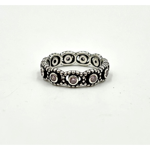 2143 - A boxed Pandora .925 silver dress ring, size Q - approx. gross weight 4g