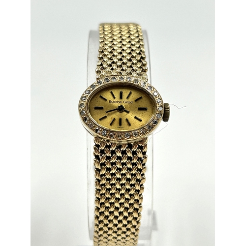 2179 - A mid 20th century Bueche-Girod 9ct gold cased manual wind lady's wristwatch with diamond set bezel ... 