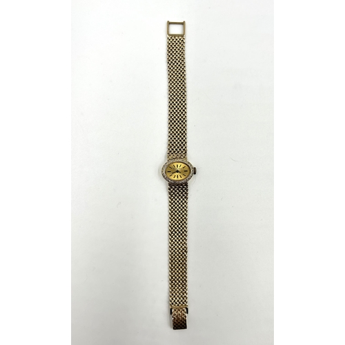 2179 - A mid 20th century Bueche-Girod 9ct gold cased manual wind lady's wristwatch with diamond set bezel ... 