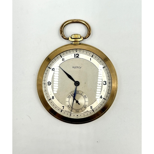 2180 - Two pocket watches, one Rotary gold plated hand wind men's and one Victorian .935 silver cased key w... 