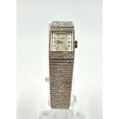 2182 - A 1970s Longines 9ct white gold manual wind lady's wristwatch with 9ct white gold strap - approx. gr... 