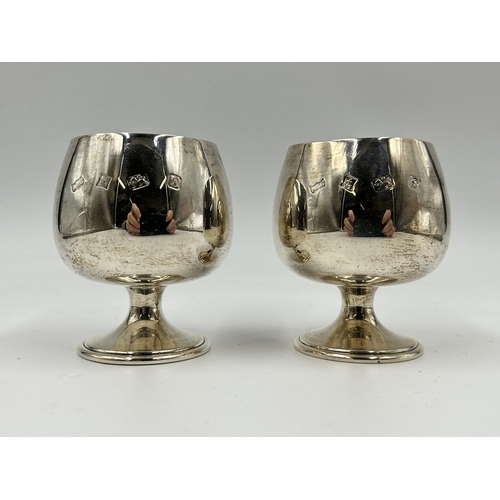 2220 - A pair of A T Cannon Ltd. hallmarked Birmingham silver goblets with gilded interior, dated 1978 - ap... 