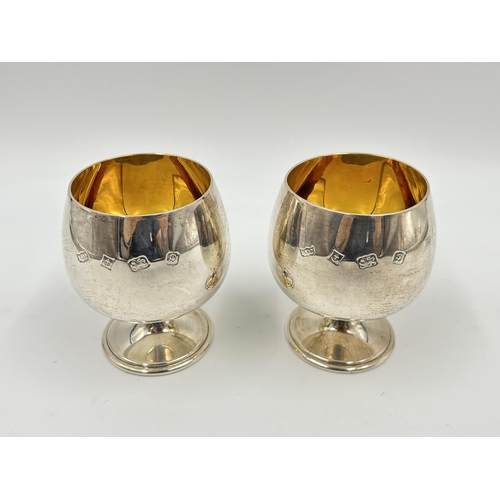 2220 - A pair of A T Cannon Ltd. hallmarked Birmingham silver goblets with gilded interior, dated 1978 - ap... 