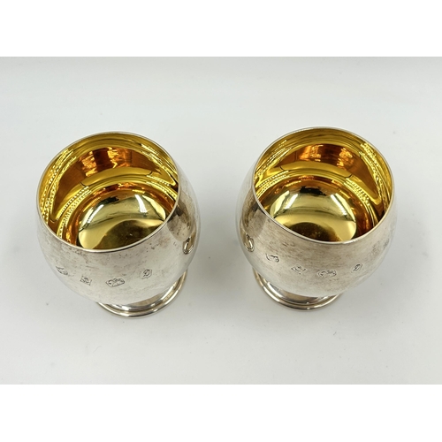 2220 - A pair of A T Cannon Ltd. hallmarked Birmingham silver goblets with gilded interior, dated 1978 - ap... 