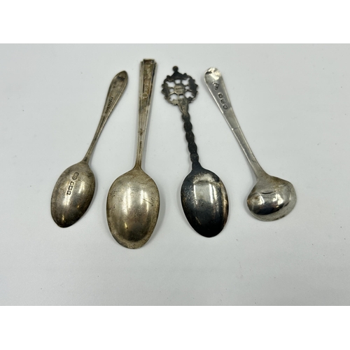 2222 - Four antique and later stamped silver spoons - approx. gross weight 50g