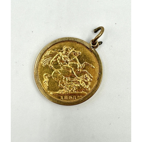 2251 - An 1895 Queen Victoria 22ct gold full sovereign with 9ct gold pendant mount - approx. gross weight 9... 