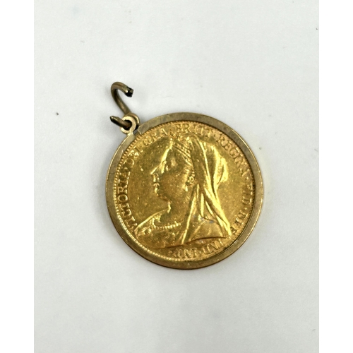 2251 - An 1895 Queen Victoria 22ct gold full sovereign with 9ct gold pendant mount - approx. gross weight 9... 