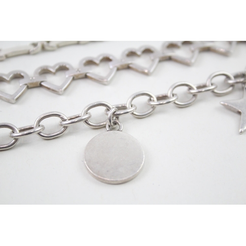 2099 - Three sterling silver bracelets to include diamond set heart shaped etc. - approx. gross weight 72g