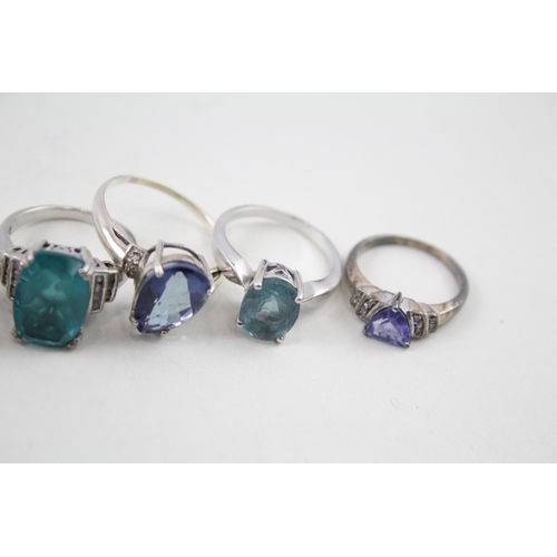 2101 - Eight .925 silver gemstone set rings to include diamond, iolite etc. - approx. gross weight 27g