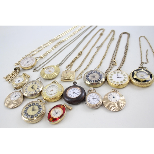 2168 - Fifteen hand wind lady's fob/pendant watches to include Sekonda etc.