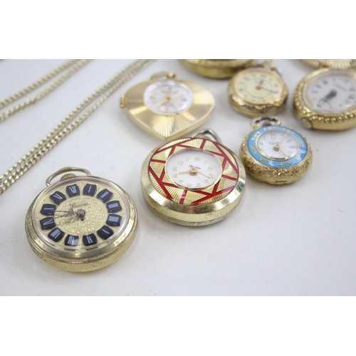 2172 - Twelve hand wind lady's fob/pendant watches to include Fero, Ingersoll etc.