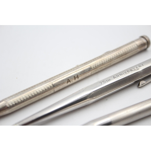 2206 - Three hallmarked sterling silver propelling pencils to include Yard-O-Led etc. - approx. gross weigh... 