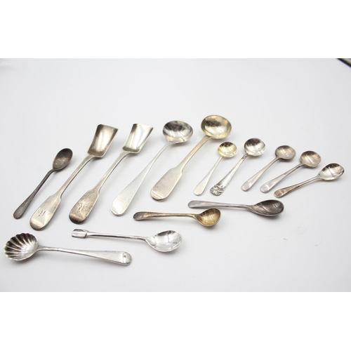 2212 - Fourteen hallmarked sterling silver condiment spoons - approx. gross weight 90g