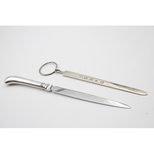 2223 - Two hallmarked sterling silver letter openers, one solid and one handled - approx. gross weight 51g