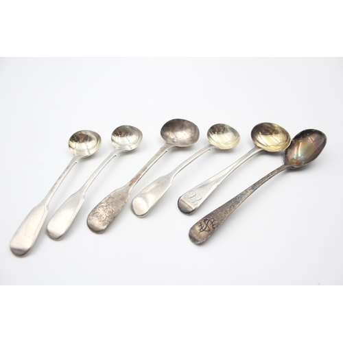 2227 - Six Georgian and later hallmarked sterling silver condiment spoons - approx. gross weight 64g