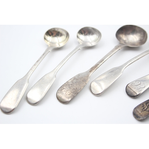 2227 - Six Georgian and later hallmarked sterling silver condiment spoons - approx. gross weight 64g