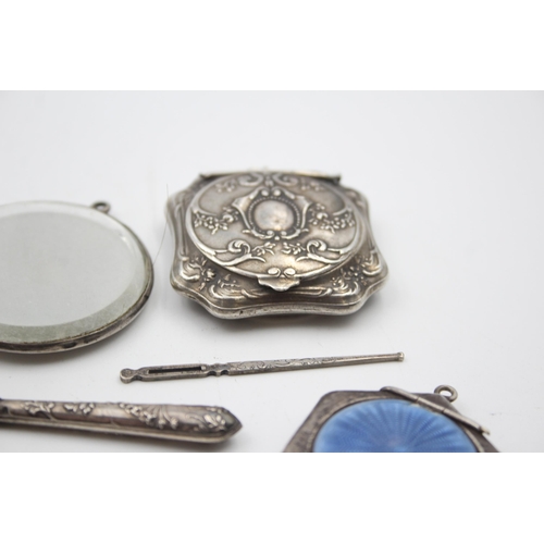 2228 - Seven hallmarked sterling silver vanity and haberdashery items - approx. gross weight 95g