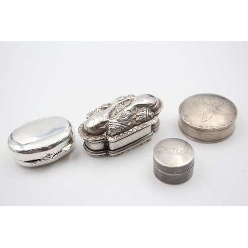 2234 - Four silver pill boxes. Three .925 and one .800 - approx. gross weight 66g