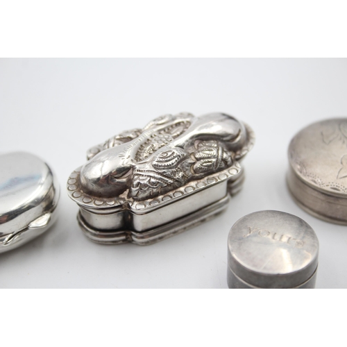 2234 - Four silver pill boxes. Three .925 and one .800 - approx. gross weight 66g