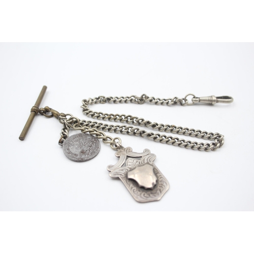 2236 - A hallmarked sterling silver Albert chain and fob - approx. gross weight 30g