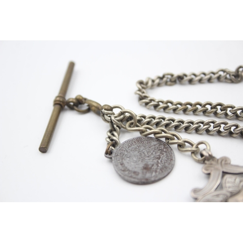 2236 - A hallmarked sterling silver Albert chain and fob - approx. gross weight 30g