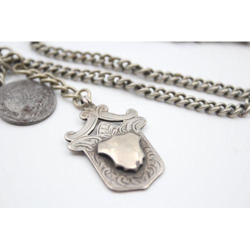 2236 - A hallmarked sterling silver Albert chain and fob - approx. gross weight 30g