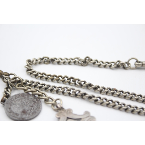 2236 - A hallmarked sterling silver Albert chain and fob - approx. gross weight 30g