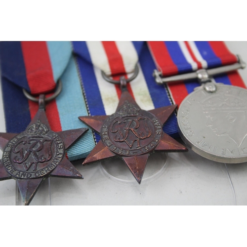 2289 - Two mounted WWII medal groups, one featuring The France and Germany Star, The 1939-1945 Star and Bri... 