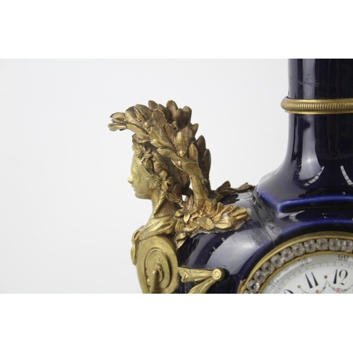 9 - A 19th century French Louis XVI style Sevres porcelain and ormolu mantel clock after Tiffany & Co. -... 