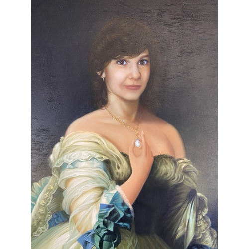 234 - A modern gilt framed oil on canvas portrait of a lady - approx. 106cm high x 75cm wide