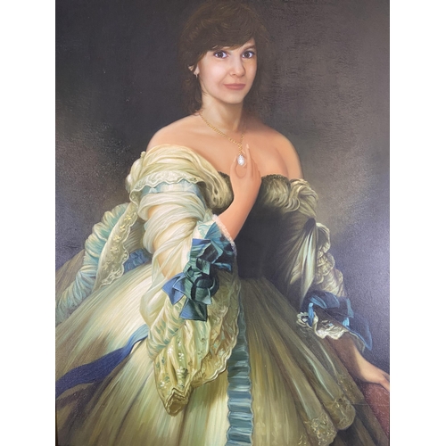 234 - A modern gilt framed oil on canvas portrait of a lady - approx. 106cm high x 75cm wide