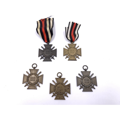 2299 - Five WWI German Cross of Honour medals