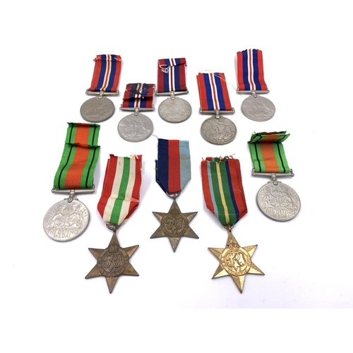 2309 - Ten WWII British medals, five War, two Defence, The Pacific Star, The 1939-1945 Star and The Italy S... 