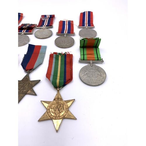 2309 - Ten WWII British medals, five War, two Defence, The Pacific Star, The 1939-1945 Star and The Italy S... 