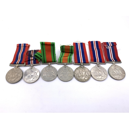 2309 - Ten WWII British medals, five War, two Defence, The Pacific Star, The 1939-1945 Star and The Italy S... 