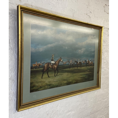 233 - A 20th century gilt framed Leesa Sandys-Lumsdaine pencil singed limited edition 135/250 horse racing... 