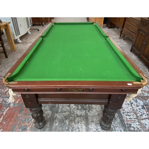 150 - A Victorian R. Stevens & Sons mahogany slate bed half size snooker table - approx. 84cm high x 104cm... 