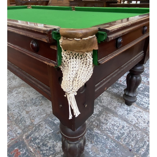 150 - A Victorian R. Stevens & Sons mahogany slate bed half size snooker table - approx. 84cm high x 104cm... 