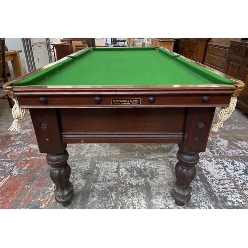 150 - A Victorian R. Stevens & Sons mahogany slate bed half size snooker table - approx. 84cm high x 104cm... 