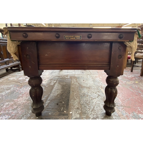 150 - A Victorian R. Stevens & Sons mahogany slate bed half size snooker table - approx. 84cm high x 104cm... 