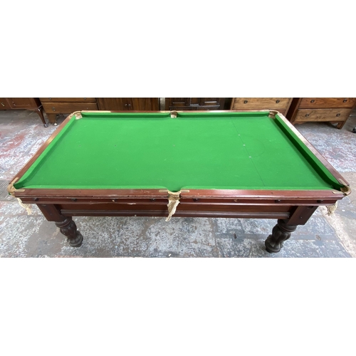 150 - A Victorian R. Stevens & Sons mahogany slate bed half size snooker table - approx. 84cm high x 104cm... 