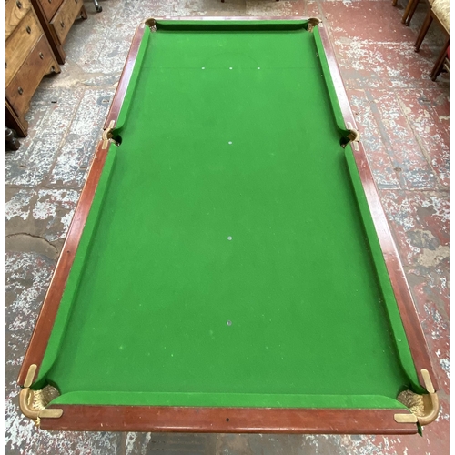 150 - A Victorian R. Stevens & Sons mahogany slate bed half size snooker table - approx. 84cm high x 104cm... 