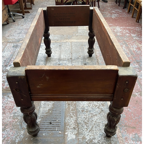 150 - A Victorian R. Stevens & Sons mahogany slate bed half size snooker table - approx. 84cm high x 104cm... 