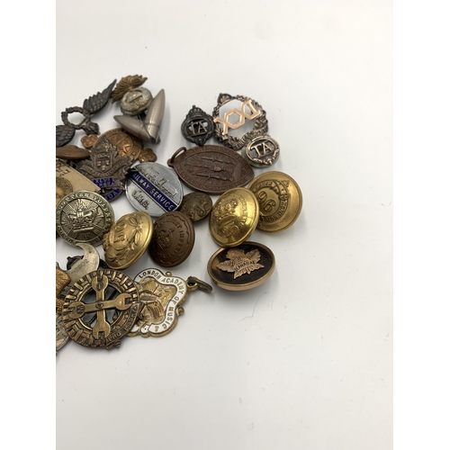 2293 - A collection of badges and buttons to include London Academy of Dance & Dramatic Art, The St. John A... 